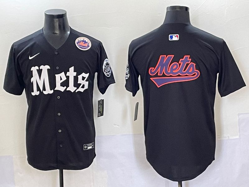 Men 2025 New York Mets Blank Black Five generations Joint Name Nike MLB Jersey style 14->new york mets->MLB Jersey